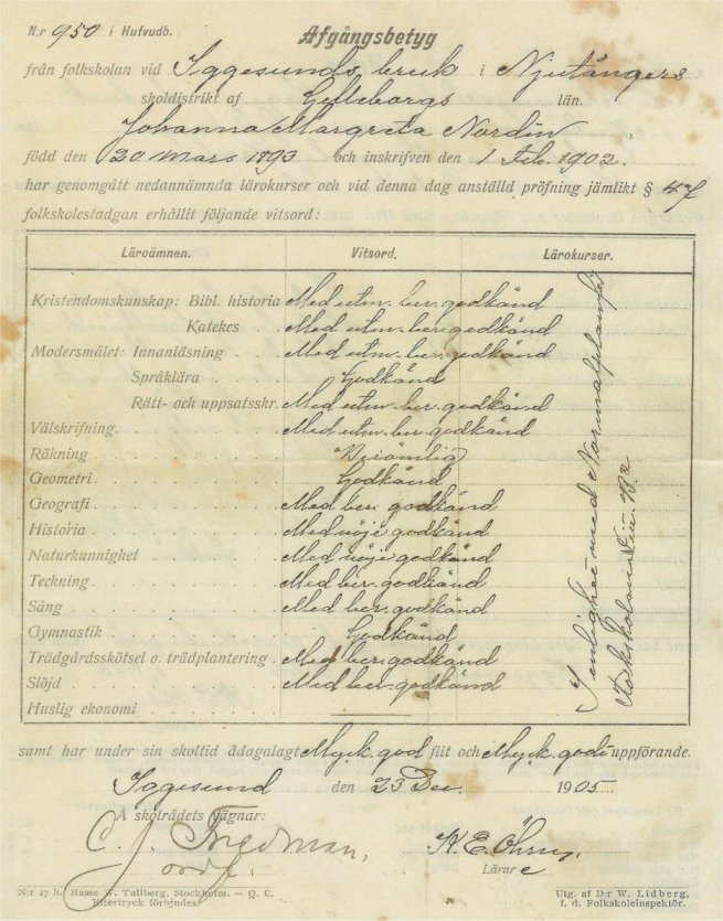 Hannas avg�ngsbetyg